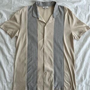 Reiss Cream and Black Casual Button Down Shirt